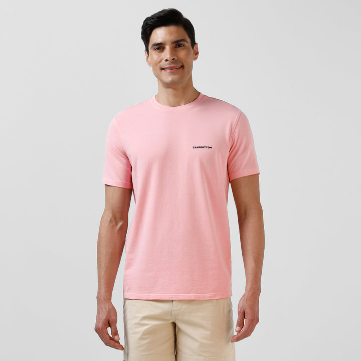 Natural Dye Logo Tee Pink front on model