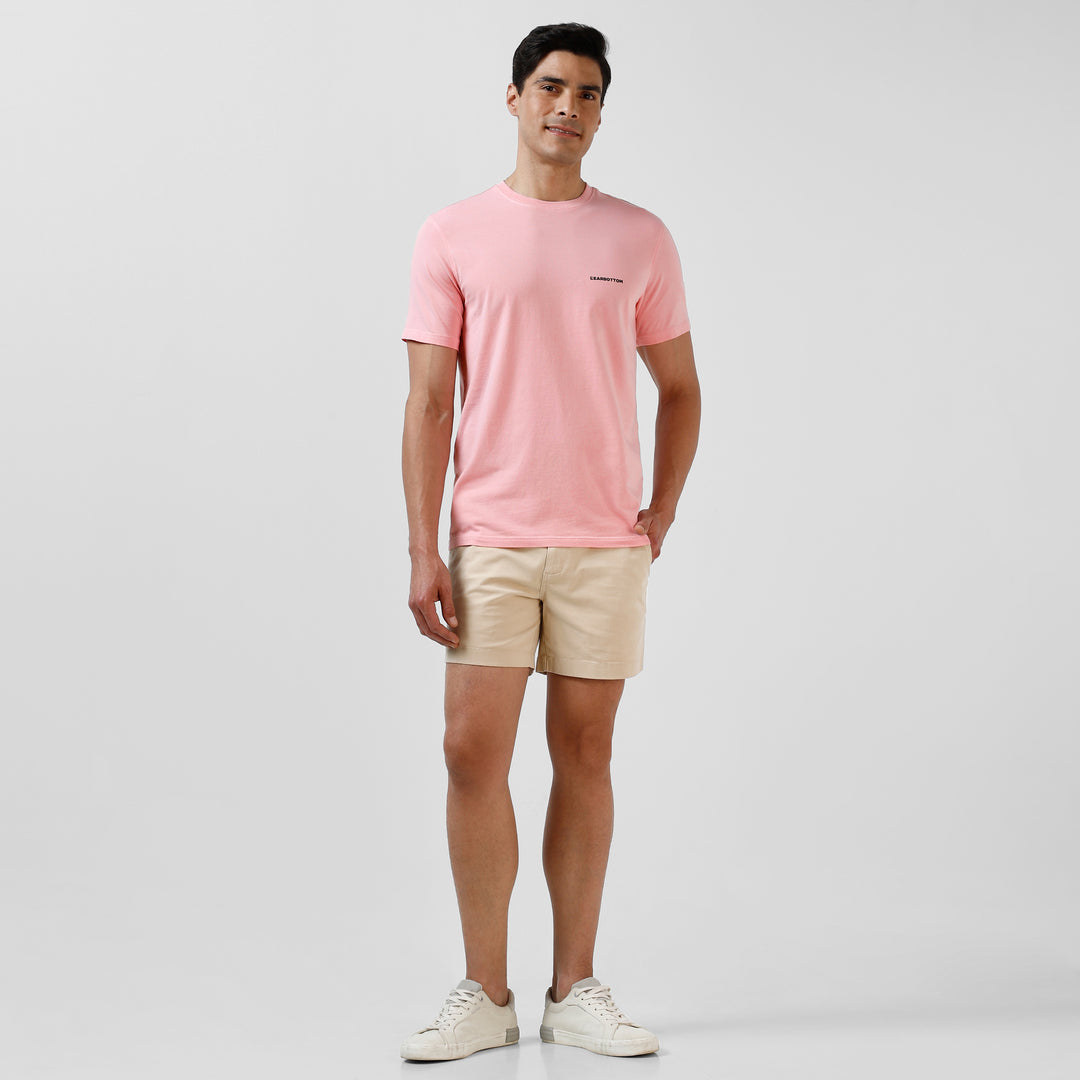 Natural Dye Logo Tee Pink full body on model