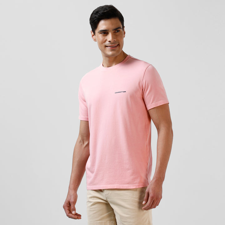 Natural Dye Logo Tee Pink side on model