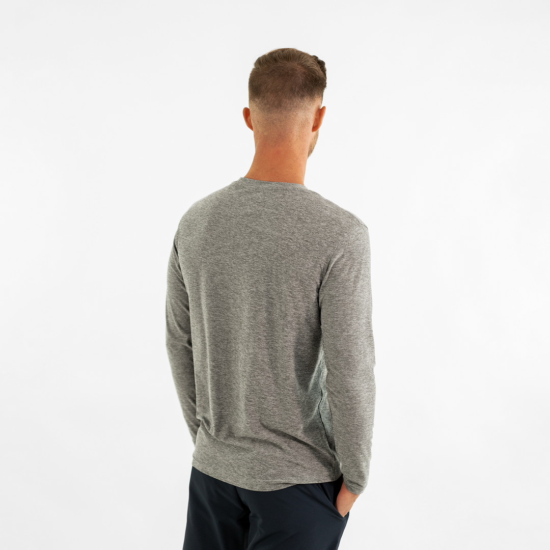 Long Sleeve Tech Tee Grey back on model